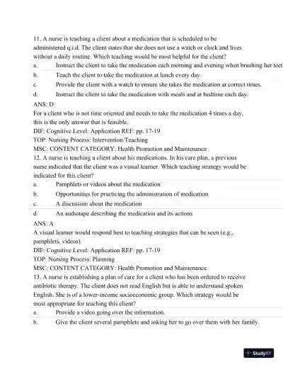 Pharmacology: A Patient-Centered Nursing Process Approach, (Kee, Pharmacology) 8th Edition Test Bank - Page 17 preview image