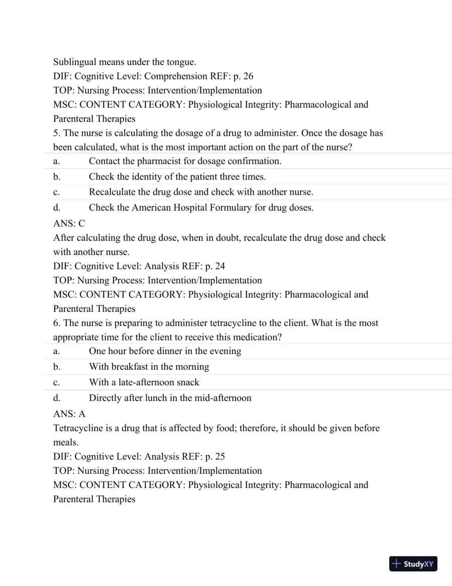 Pharmacology: A Patient-Centered Nursing Process Approach, (Kee, Pharmacology) 8th Edition Test Bank, page 21