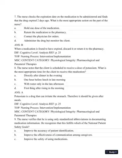 Pharmacology: A Patient-Centered Nursing Process Approach, (Kee, Pharmacology) 8th Edition Test Bank - Page 22 preview image