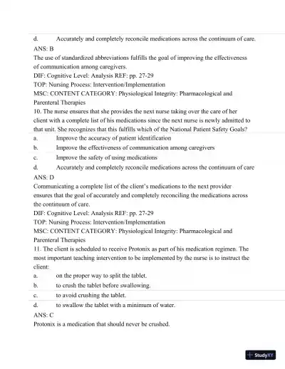 Pharmacology: A Patient-Centered Nursing Process Approach, (Kee, Pharmacology) 8th Edition Test Bank - Page 23 preview image