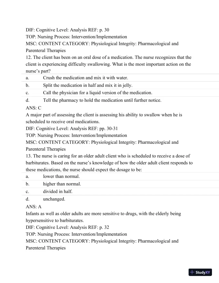 Pharmacology: A Patient-Centered Nursing Process Approach, (Kee, Pharmacology) 8th Edition Test Bank, page 24
