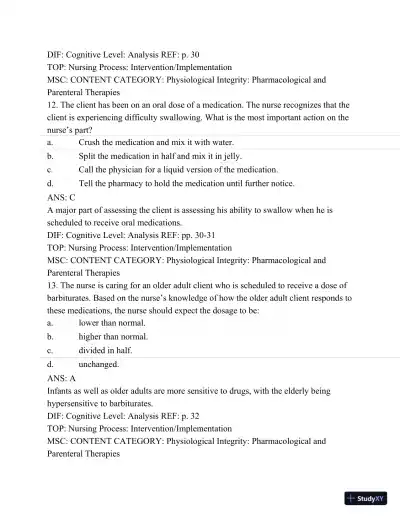 Pharmacology: A Patient-Centered Nursing Process Approach, (Kee, Pharmacology) 8th Edition Test Bank - Page 24 preview image