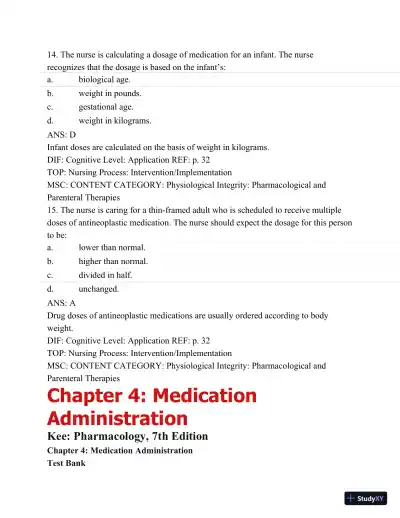 Pharmacology: A Patient-Centered Nursing Process Approach, (Kee, Pharmacology) 8th Edition Test Bank - Page 25 preview image