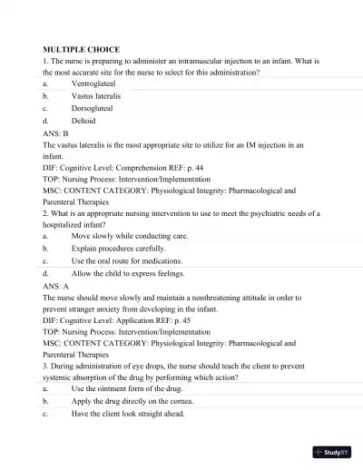 Pharmacology: A Patient-Centered Nursing Process Approach, (Kee, Pharmacology) 8th Edition Test Bank - Page 26 preview image