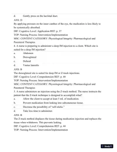 Pharmacology: A Patient-Centered Nursing Process Approach, (Kee, Pharmacology) 8th Edition Test Bank - Page 27 preview image