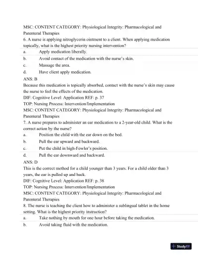 Pharmacology: A Patient-Centered Nursing Process Approach, (Kee, Pharmacology) 8th Edition Test Bank - Page 28 preview image