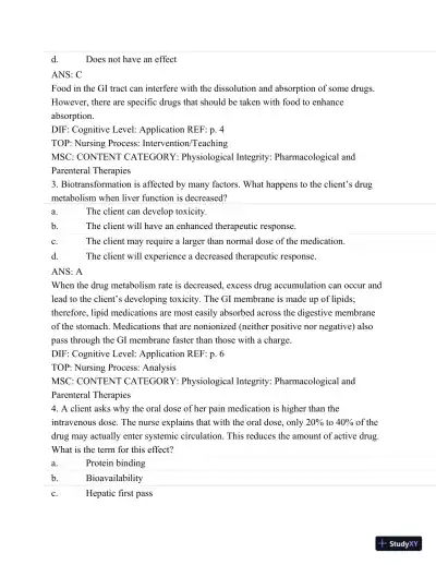 Pharmacology: A Patient-Centered Nursing Process Approach, (Kee, Pharmacology) 8th Edition Test Bank - Page 3 preview image
