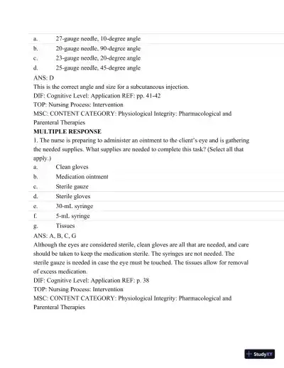 Pharmacology: A Patient-Centered Nursing Process Approach, (Kee, Pharmacology) 8th Edition Test Bank - Page 31 preview image