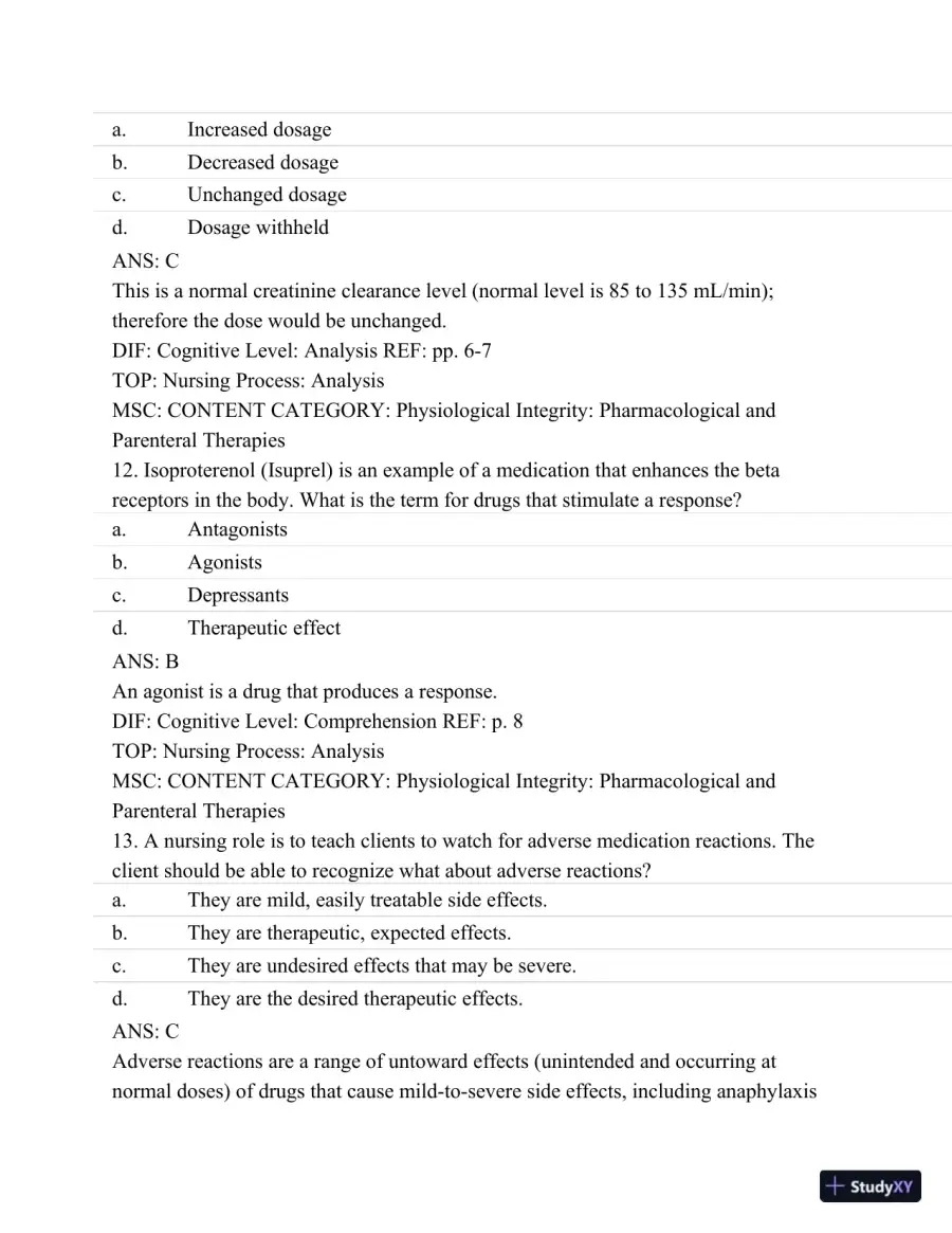 Pharmacology: A Patient-Centered Nursing Process Approach, (Kee, Pharmacology) 8th Edition Test Bank, page 7
