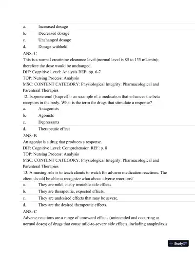 Pharmacology: A Patient-Centered Nursing Process Approach, (Kee, Pharmacology) 8th Edition Test Bank - Page 7 preview image