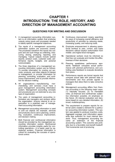 Managerial Accounting , 8th Edition Solution Manual - Page 1 preview image