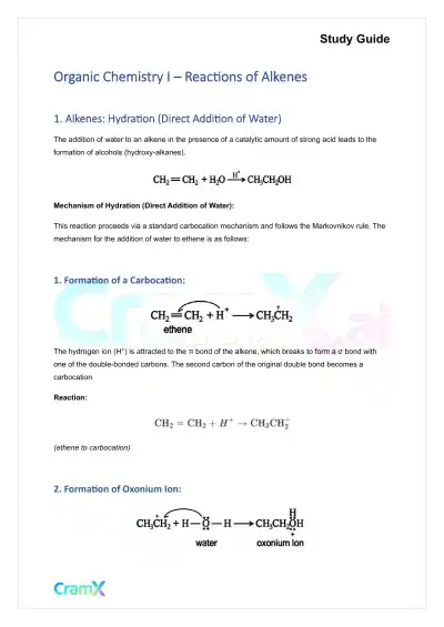 Organic Chemistry I - Reactions of Alkenes - Page 1 preview image