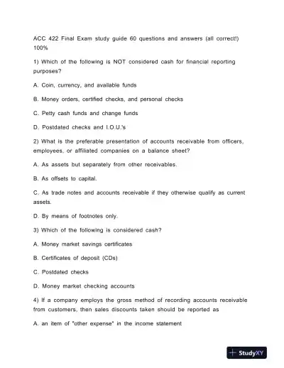 ACC 422 Final Exam Study Guide - Page 1 preview image