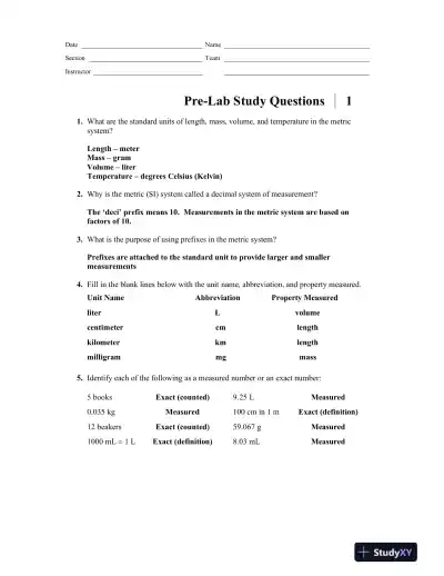 Solution Manual For Laboratory Manual for General, Organic, and Biological Chemistry, 3rd Edition - Page 1 preview image