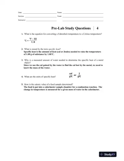 Solution Manual For Laboratory Manual for General, Organic, and Biological Chemistry, 3rd Edition - Page 16 preview image