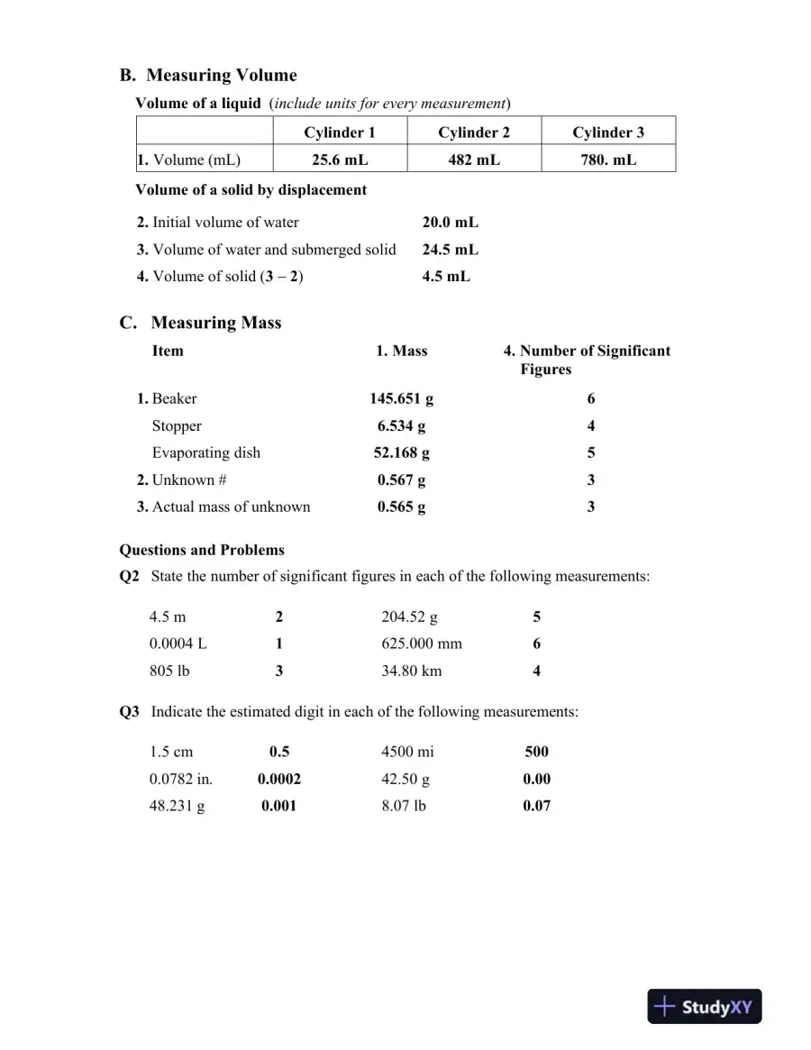 Solution Manual For Laboratory Manual for General, Organic, and Biological Chemistry, 3rd Edition, page 4