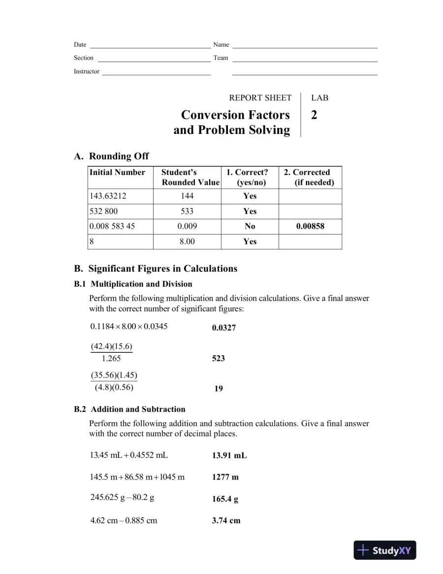 Solution Manual For Laboratory Manual for General, Organic, and Biological Chemistry, 3rd Edition, page 6