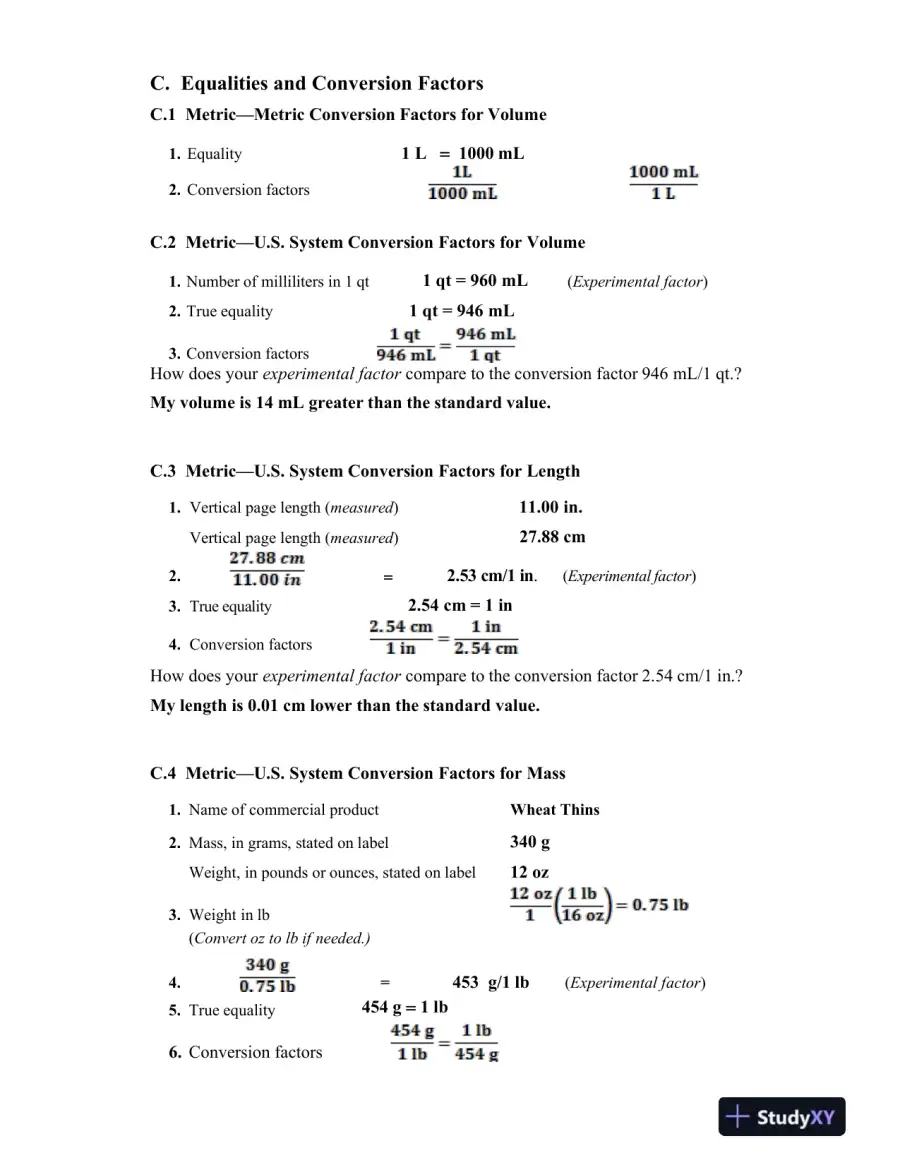 Solution Manual For Laboratory Manual for General, Organic, and Biological Chemistry, 3rd Edition, page 8