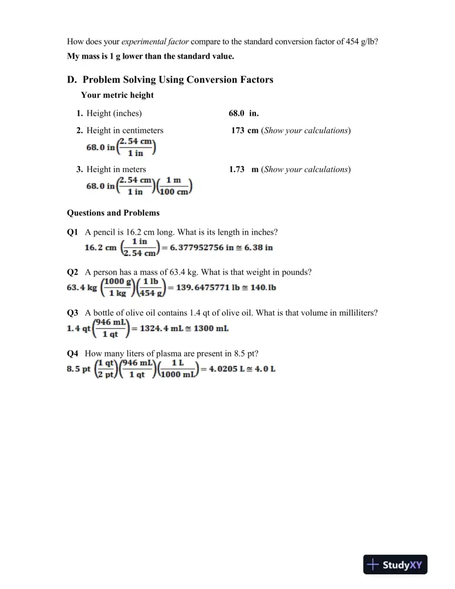 Solution Manual For Laboratory Manual for General, Organic, and Biological Chemistry, 3rd Edition, page 9