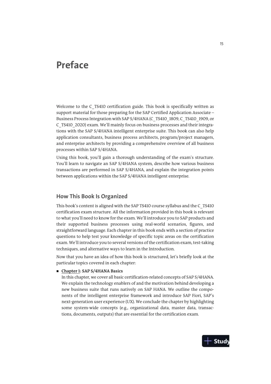 SAP S/4HANA Business Process Integration Certification Guide: Application Associate Exam (2021), page 16