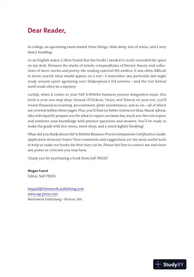 SAP S/4HANA Business Process Integration Certification Guide: Application Associate Exam (2021) - Page 5 preview image