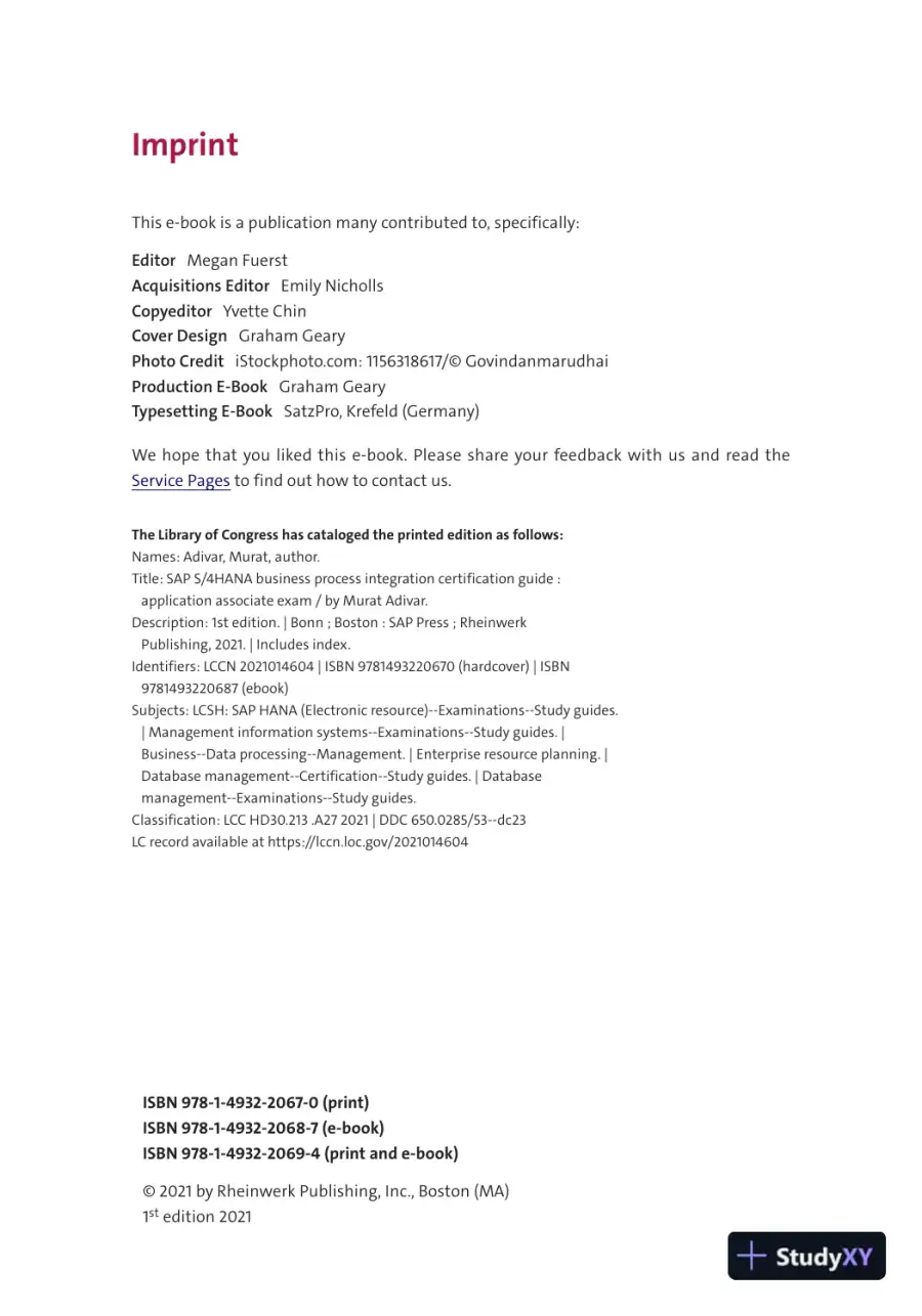 SAP S/4HANA Business Process Integration Certification Guide: Application Associate Exam (2021), page 7