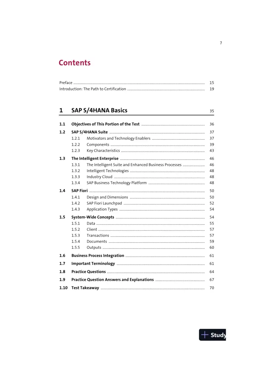 SAP S/4HANA Business Process Integration Certification Guide: Application Associate Exam (2021), page 8