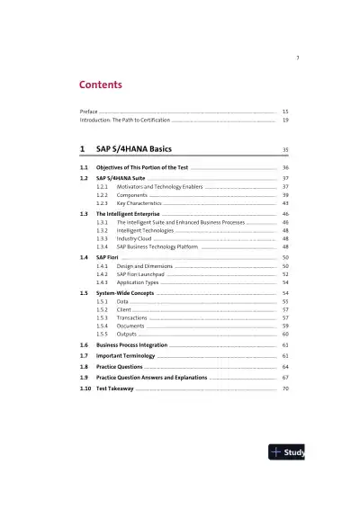 SAP S/4HANA Business Process Integration Certification Guide: Application Associate Exam (2021) - Page 8 preview image