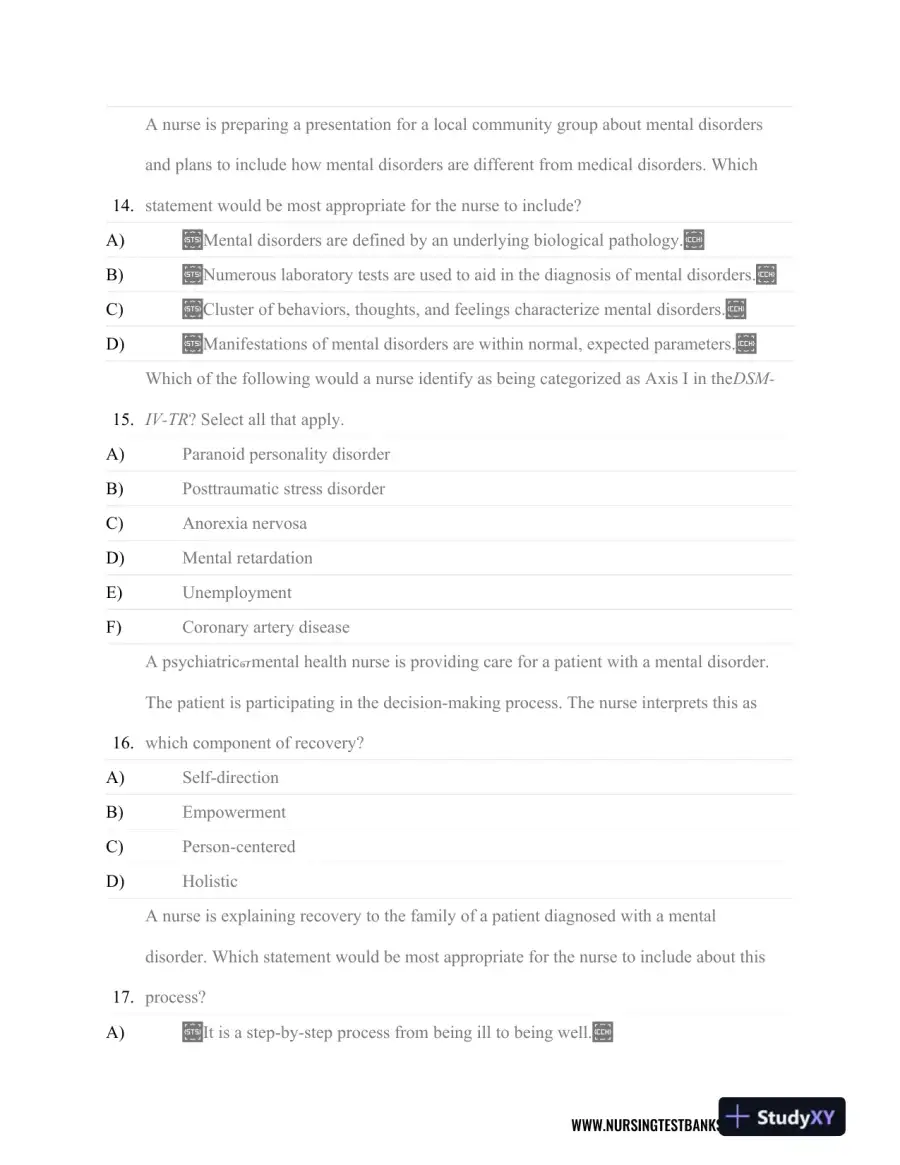 Test Bank For Psychiatric Nursing, 8th Edition, page 13