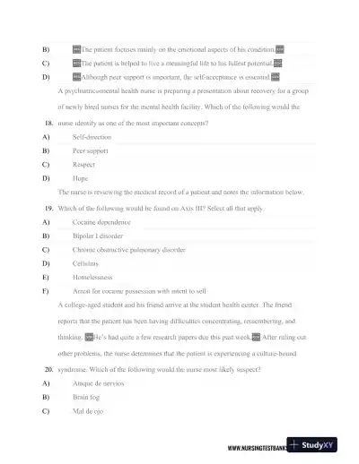 Test Bank For Psychiatric Nursing, 8th Edition - Page 14 preview image