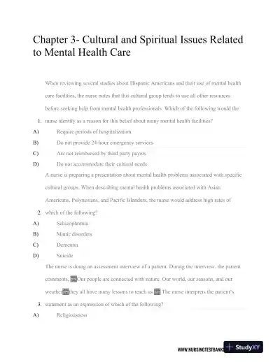 Test Bank For Psychiatric Nursing, 8th Edition - Page 16 preview image