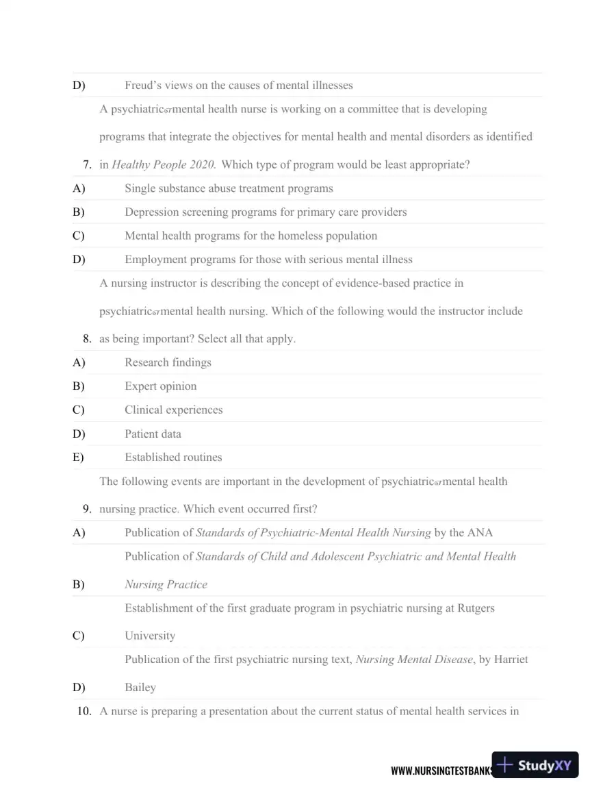Test Bank For Psychiatric Nursing, 8th Edition, page 4