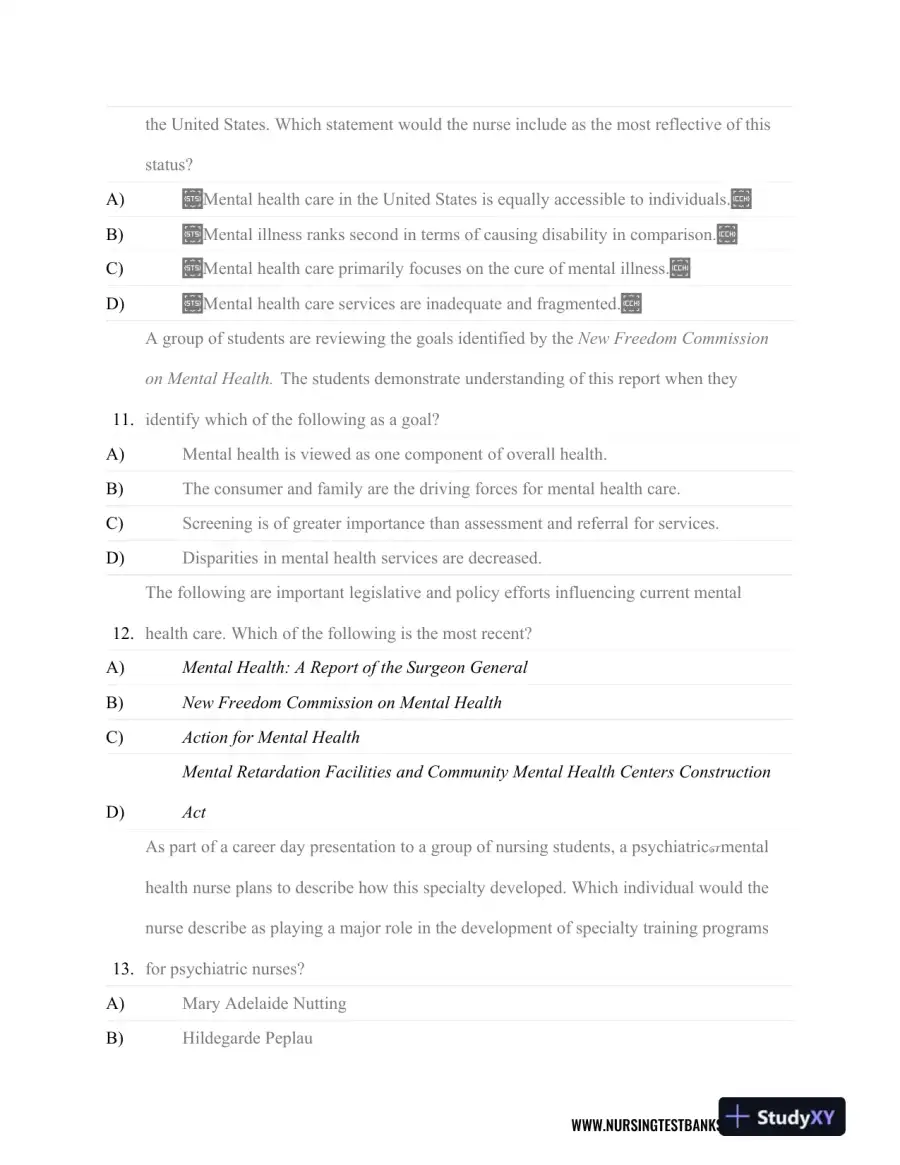 Test Bank For Psychiatric Nursing, 8th Edition, page 5
