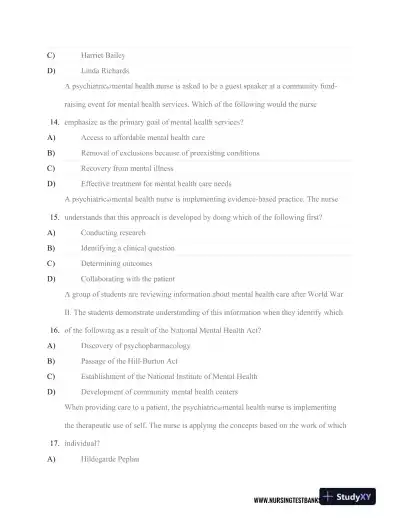 Test Bank For Psychiatric Nursing, 8th Edition - Page 6 preview image