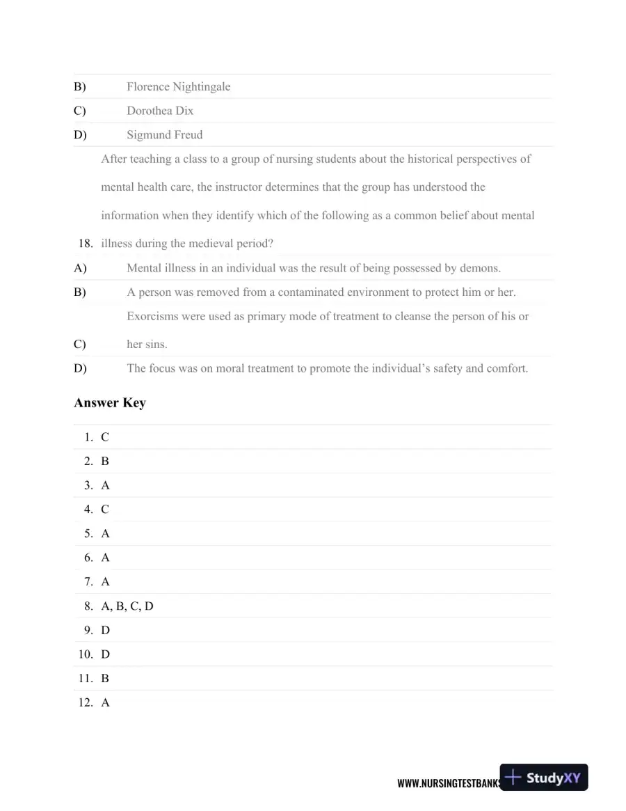 Test Bank For Psychiatric Nursing, 8th Edition, page 7