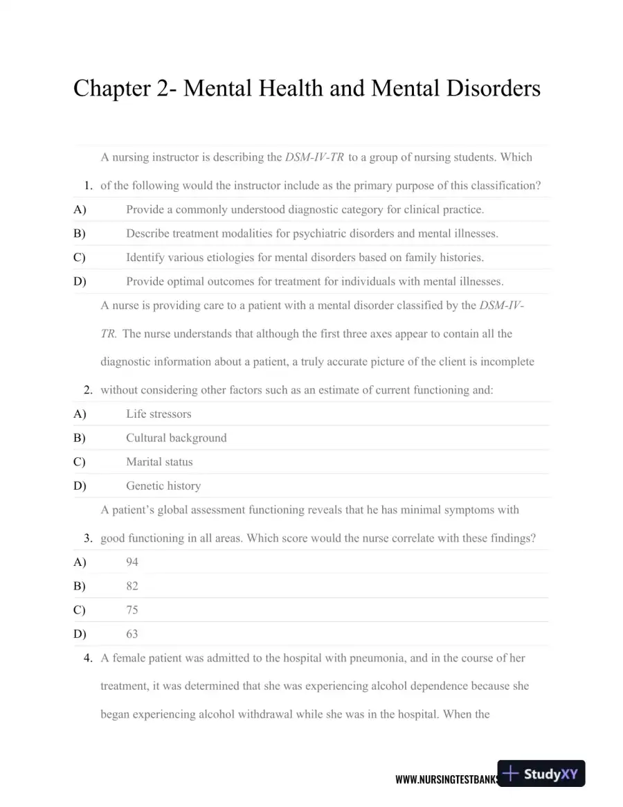 Test Bank For Psychiatric Nursing, 8th Edition, page 9