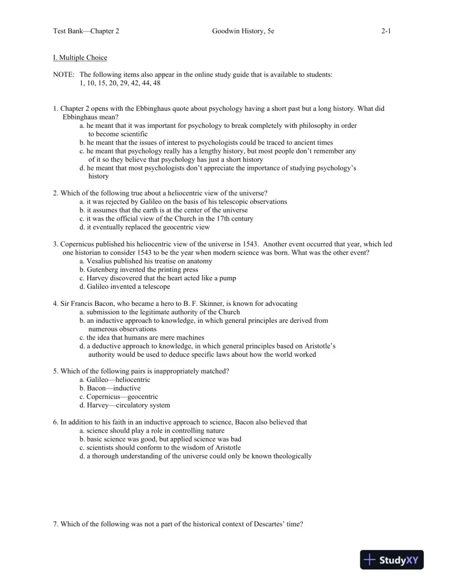 A History of Modern Psychology 5th Edition Test Bank, page 10