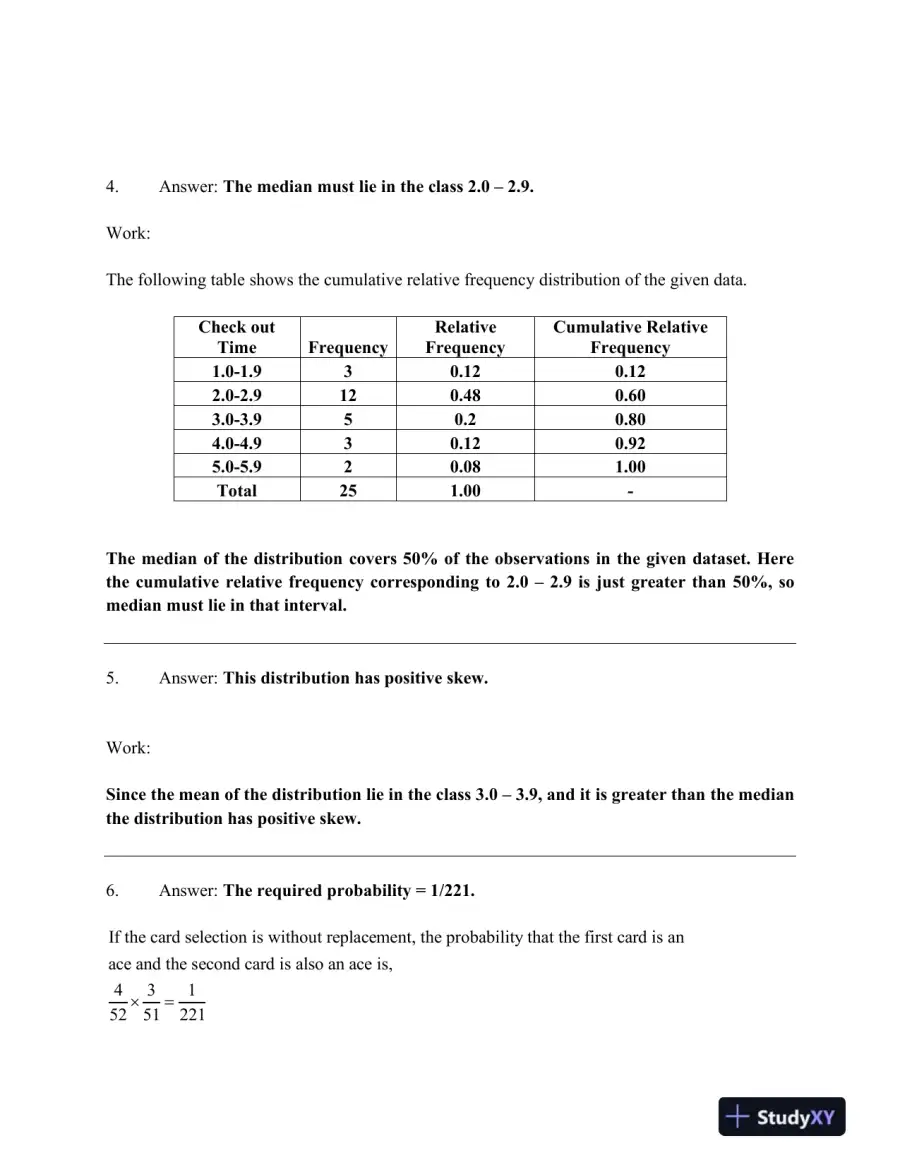 Statistical Analysis and Probability Evaluation: Comprehensive Problem Set Solutions, page 4