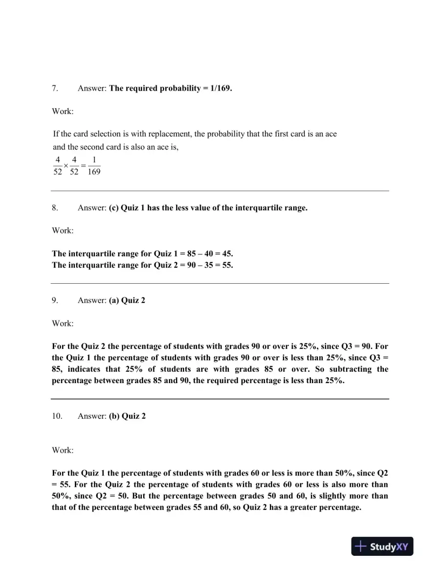 Statistical Analysis and Probability Evaluation: Comprehensive Problem Set Solutions, page 5