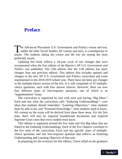 AP US Government and Politics: With 2 Practice Tests, 12th Edition (2020) - Page 14 preview image