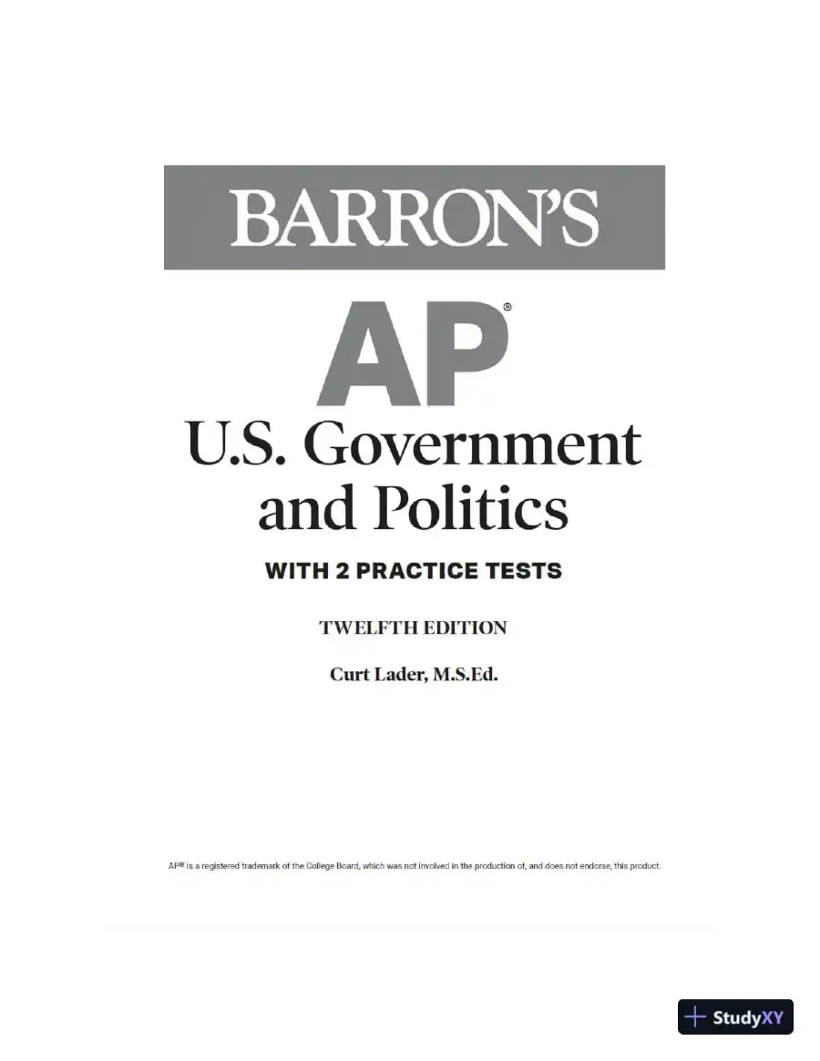 AP US Government and Politics: With 2 Practice Tests, 12th Edition (2020), page 3