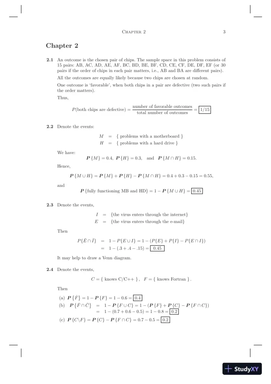 Solution Manual for Probability and Statistics for Computer Scientists, 10th Edition, page 4