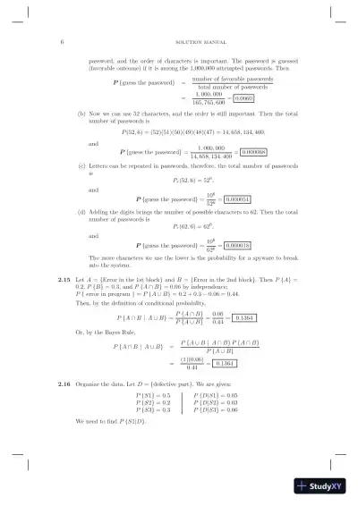 Solution Manual for Probability and Statistics for Computer Scientists, 10th Edition - Page 7 preview image