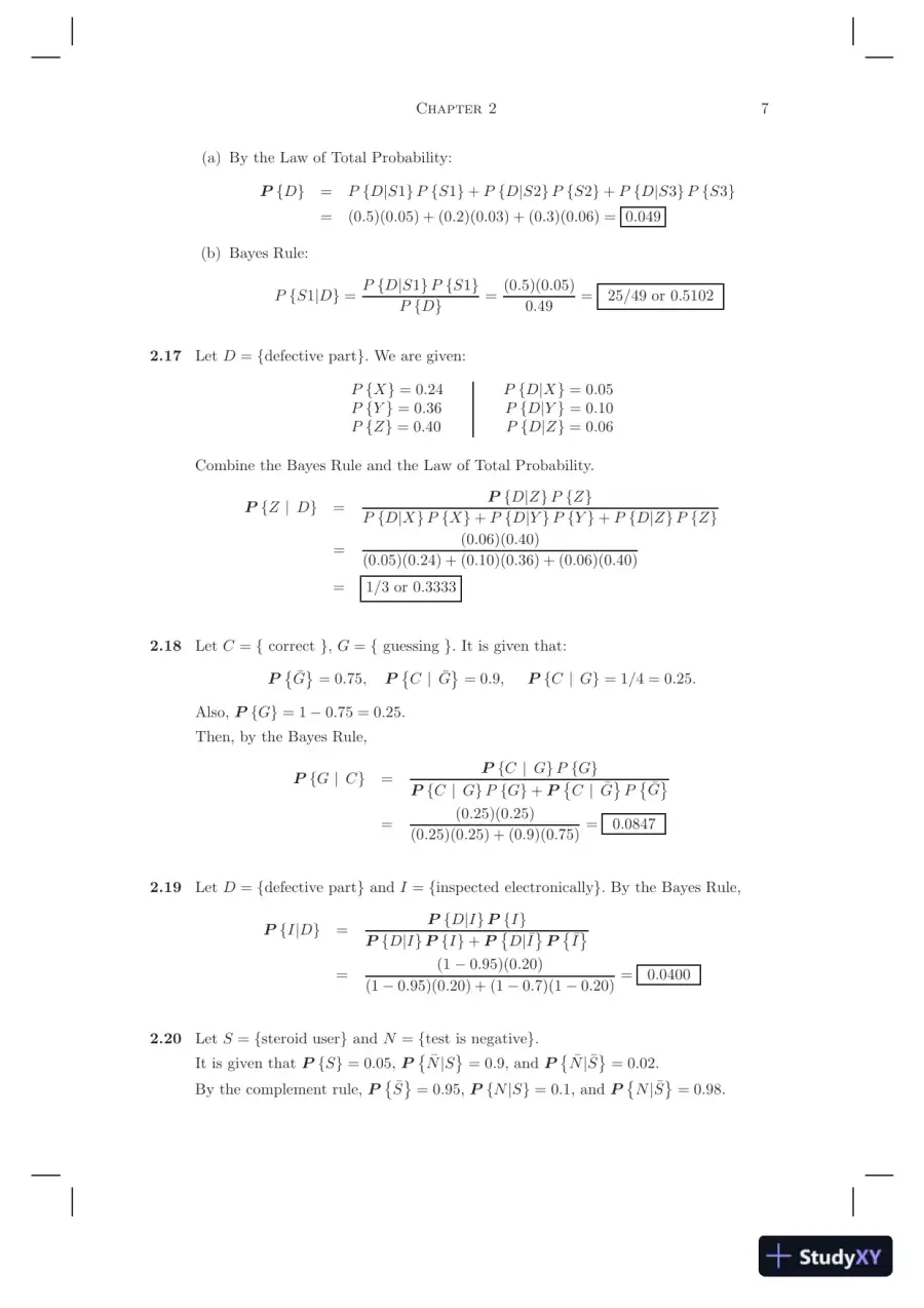 Solution Manual for Probability and Statistics for Computer Scientists, 10th Edition, page 8