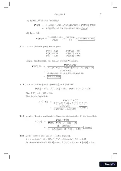 Solution Manual for Probability and Statistics for Computer Scientists, 10th Edition - Page 8 preview image
