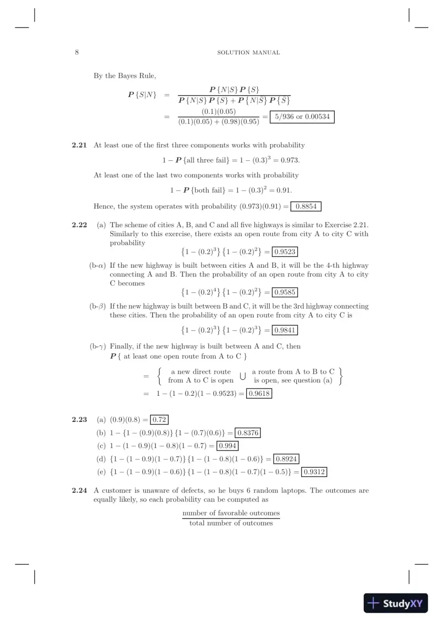 Solution Manual for Probability and Statistics for Computer Scientists, 10th Edition, page 9