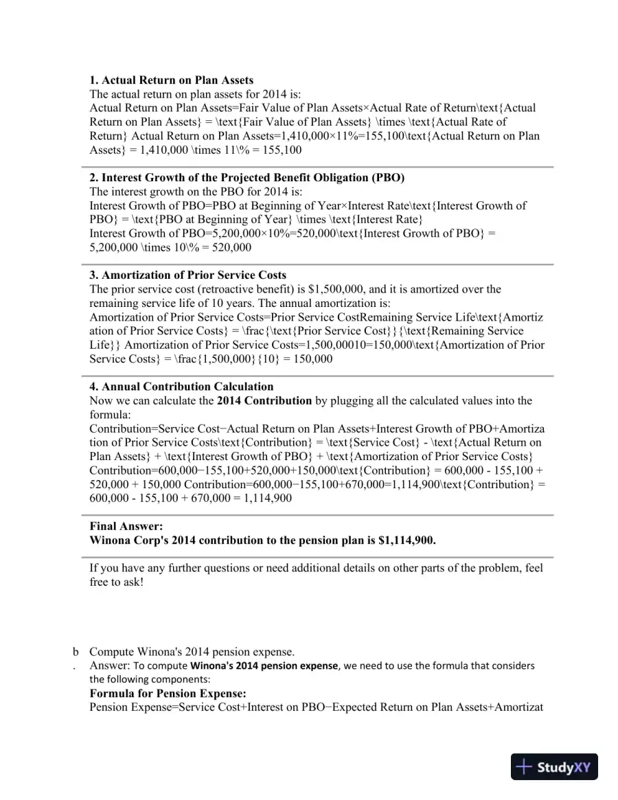 Pension Plan Accounting And Analysis: Winona Corp's Defined Benefit Pension Plan, page 3