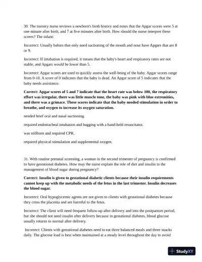 ATI Maternal Newborn Practice Exam with Answers (210 Solved Questions) - Page 18 preview image