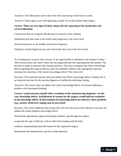 ATI Maternal Newborn Practice Exam with Answers (210 Solved Questions) - Page 20 preview image