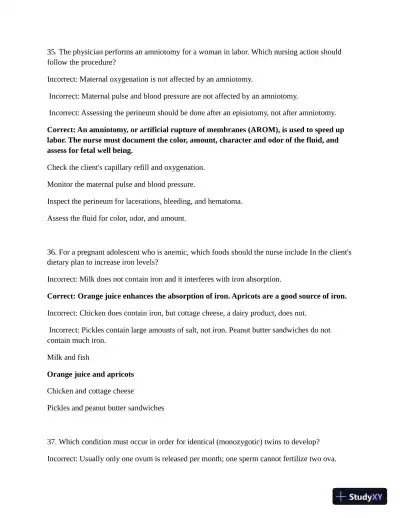 ATI Maternal Newborn Practice Exam with Answers (210 Solved Questions) - Page 21 preview image